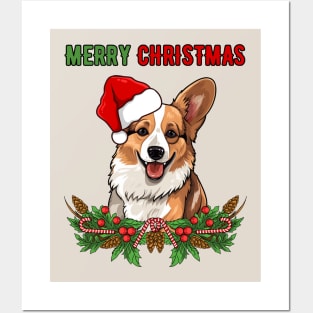 Merry Christmas Welsh Corgi Pembroke Santa Posters and Art